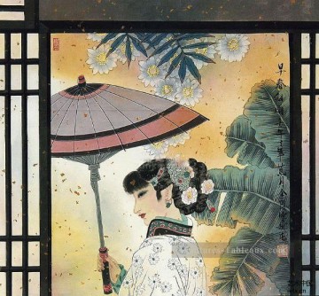 Hu Ningna Chinese dame dans la fenêtre Peinture à l'huile
